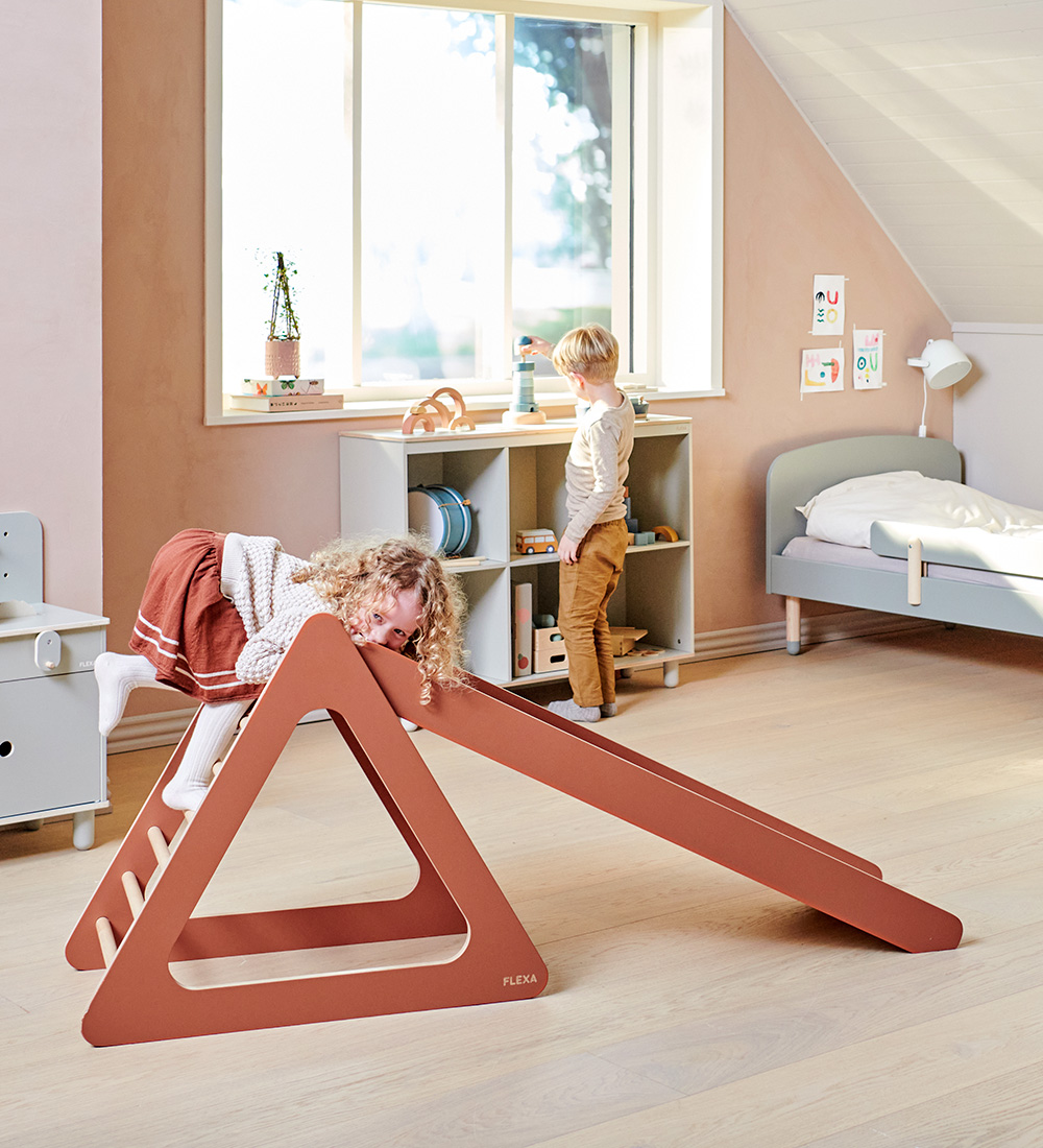 Flexa Legetårn m. Rutsjebane - Midi - Play - Blush/Birch Plywood