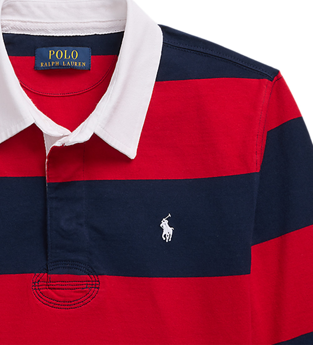 Polo Ralph Lauren Polobluse - Rugby - Rød/Navystribet