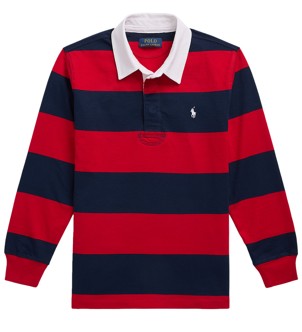 Polo Ralph Lauren Polobluse - Rugby - Rød/Navystribet
