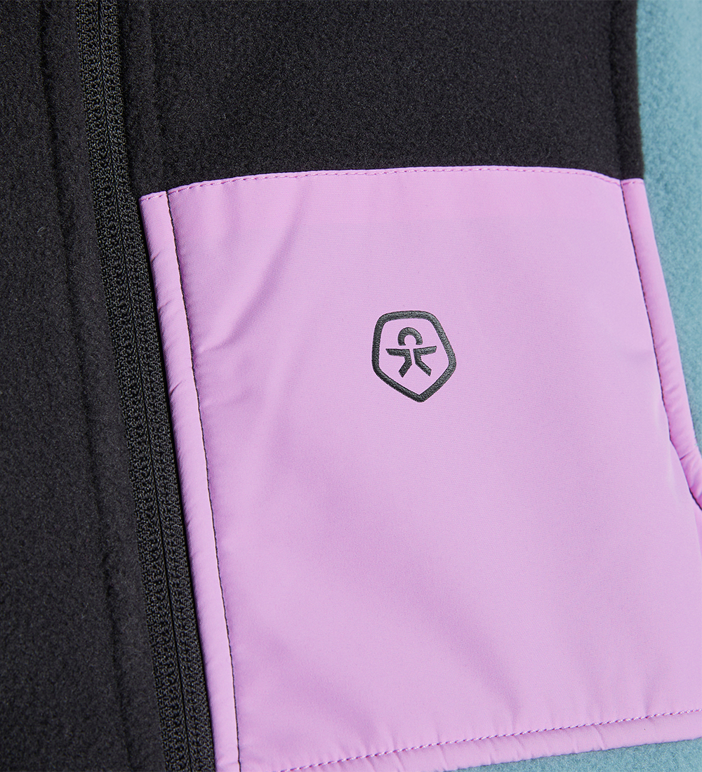 Color Kids Fleecejakke - Stone Blue/Koksgrå/Rosa