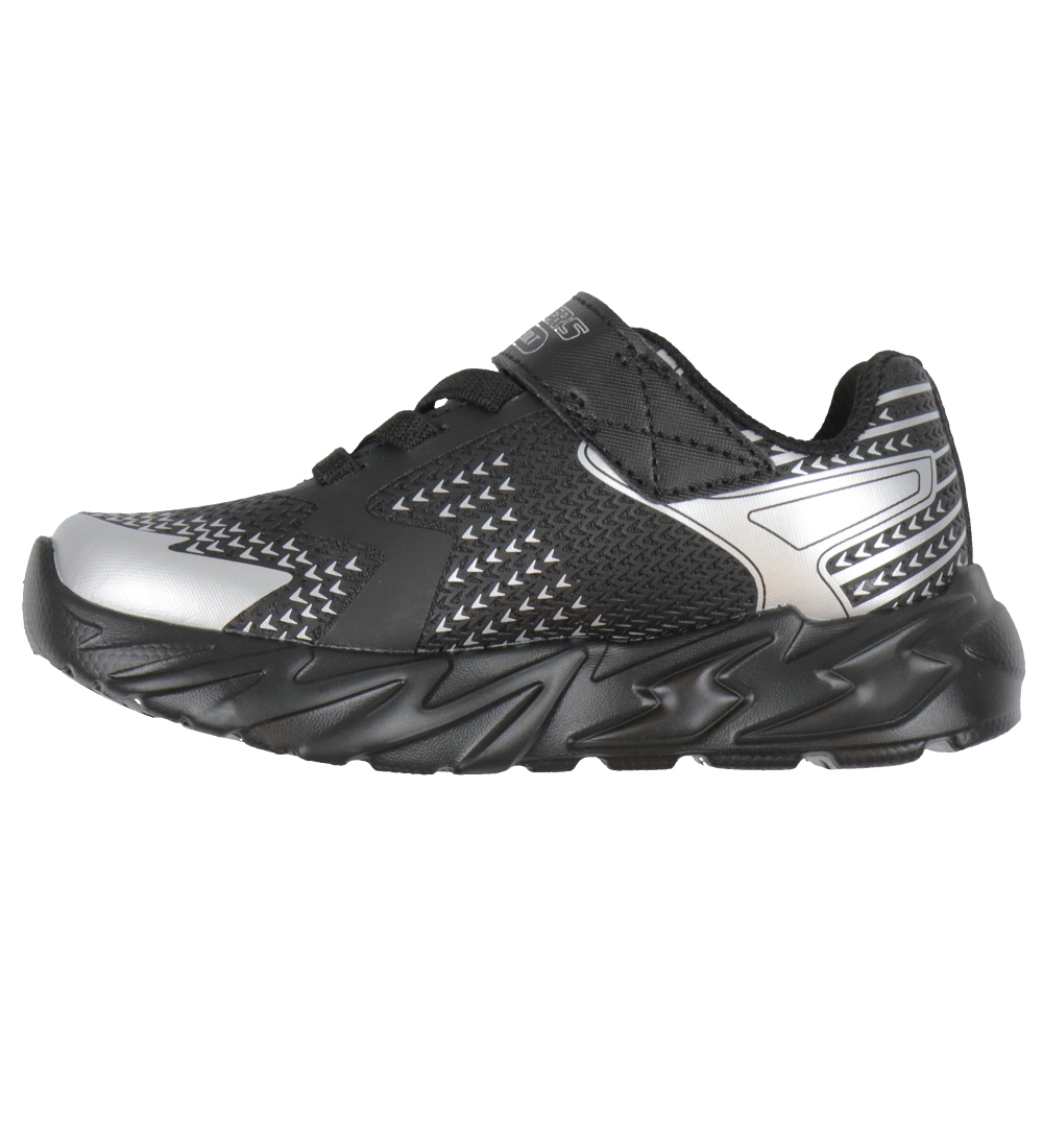 Skechers Sko m. Lys - Flex-Glow Bolt - Black/Silver