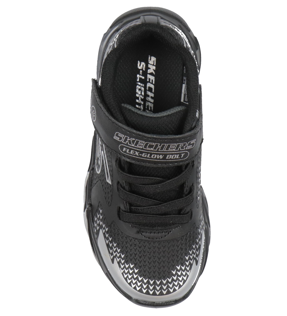 Skechers Sko m. Lys - Flex-Glow Bolt - Black/Silver