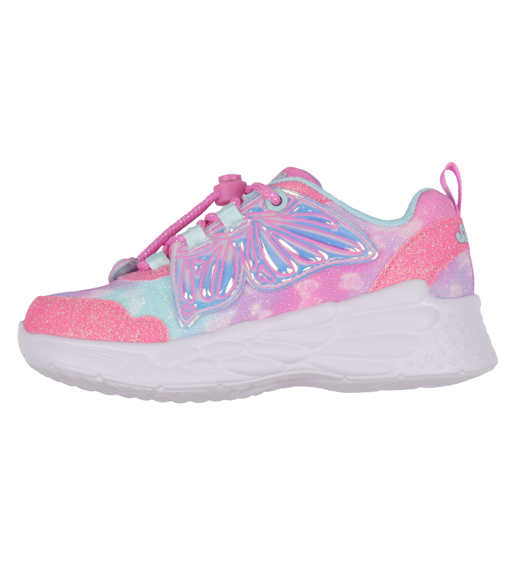 Skechers Sko m. Lys - Wing Brites - Pink/Turquoise