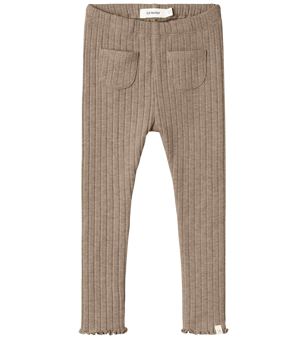 Lil' Atelier Leggings - NmfNiva - Rib - Woodsmoke