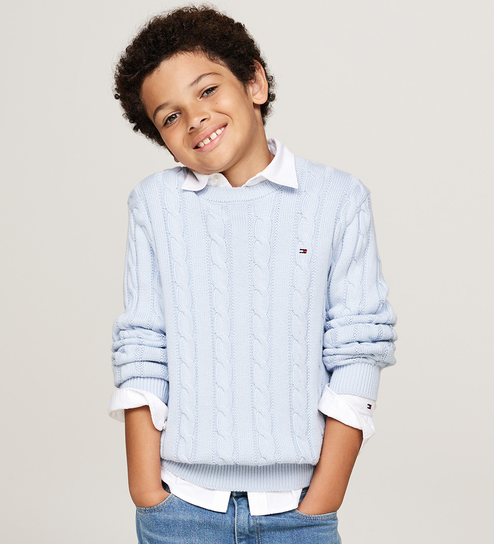 Tommy Hilfiger Bluse - Strik - Essential Cable - Breezy Blue