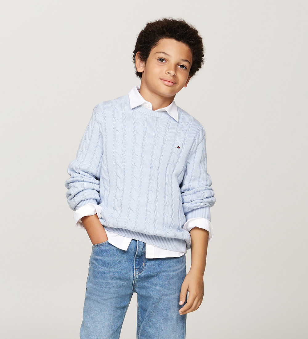 Tommy Hilfiger Bluse - Strik - Essential Cable - Breezy Blue