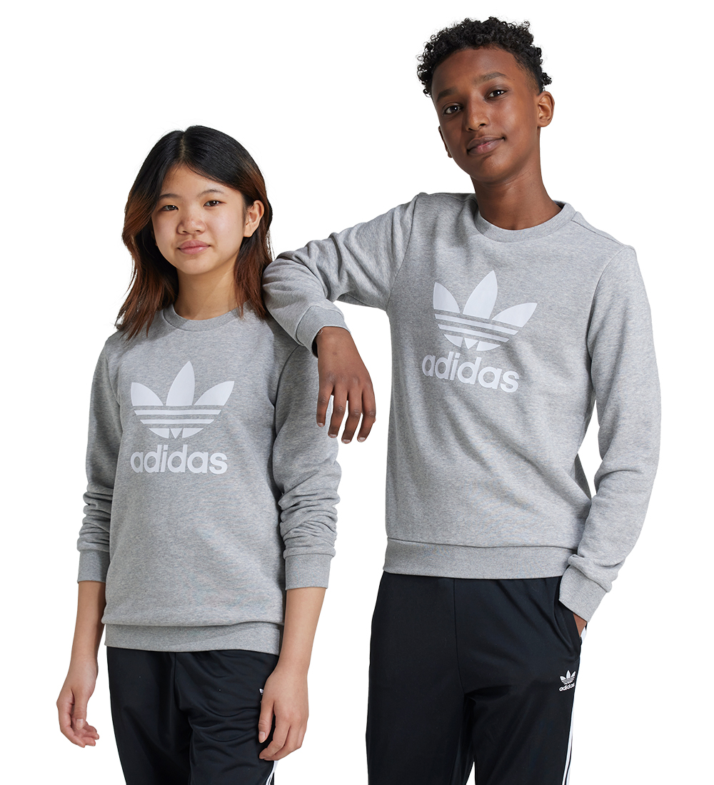 adidas Originals Sweatshirt - trefoil Crew - Gråmeleret