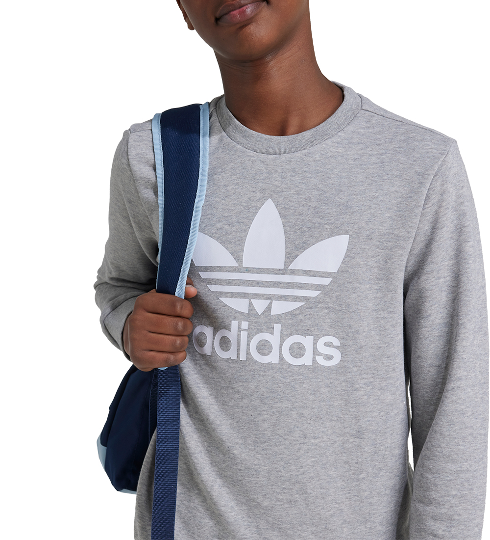 adidas Originals Sweatshirt - trefoil Crew - Gråmeleret