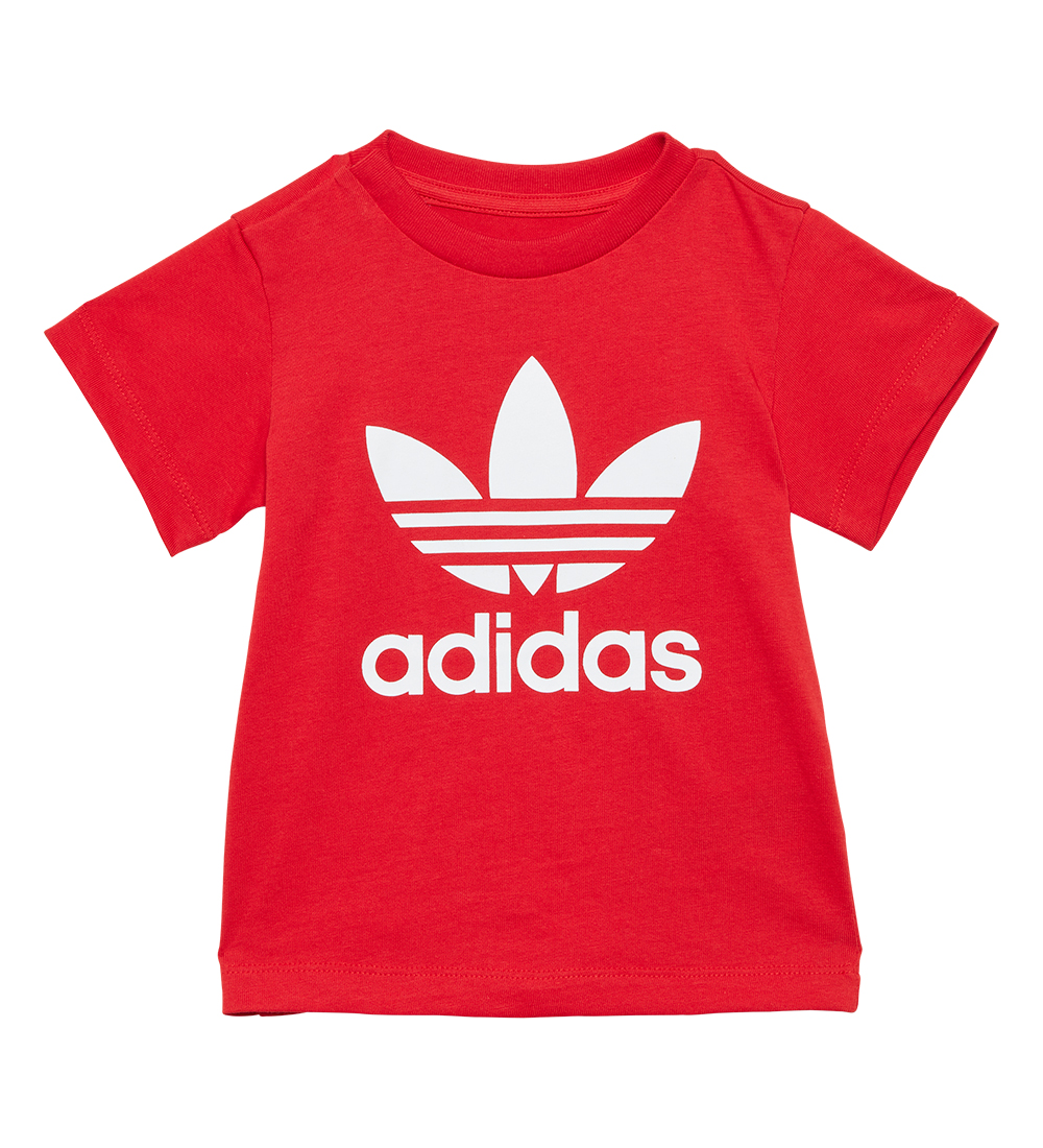 adidas Originals T-shirt - Trefoil - Rød/Hvid