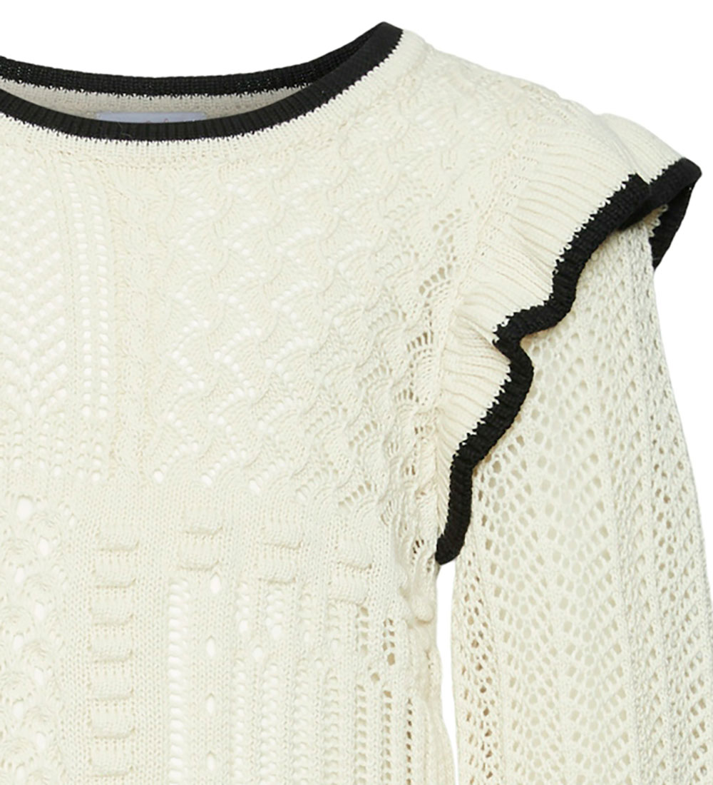 Vero Moda Girl Bluse - Strik - VmMadelyn - Birch/W. Black