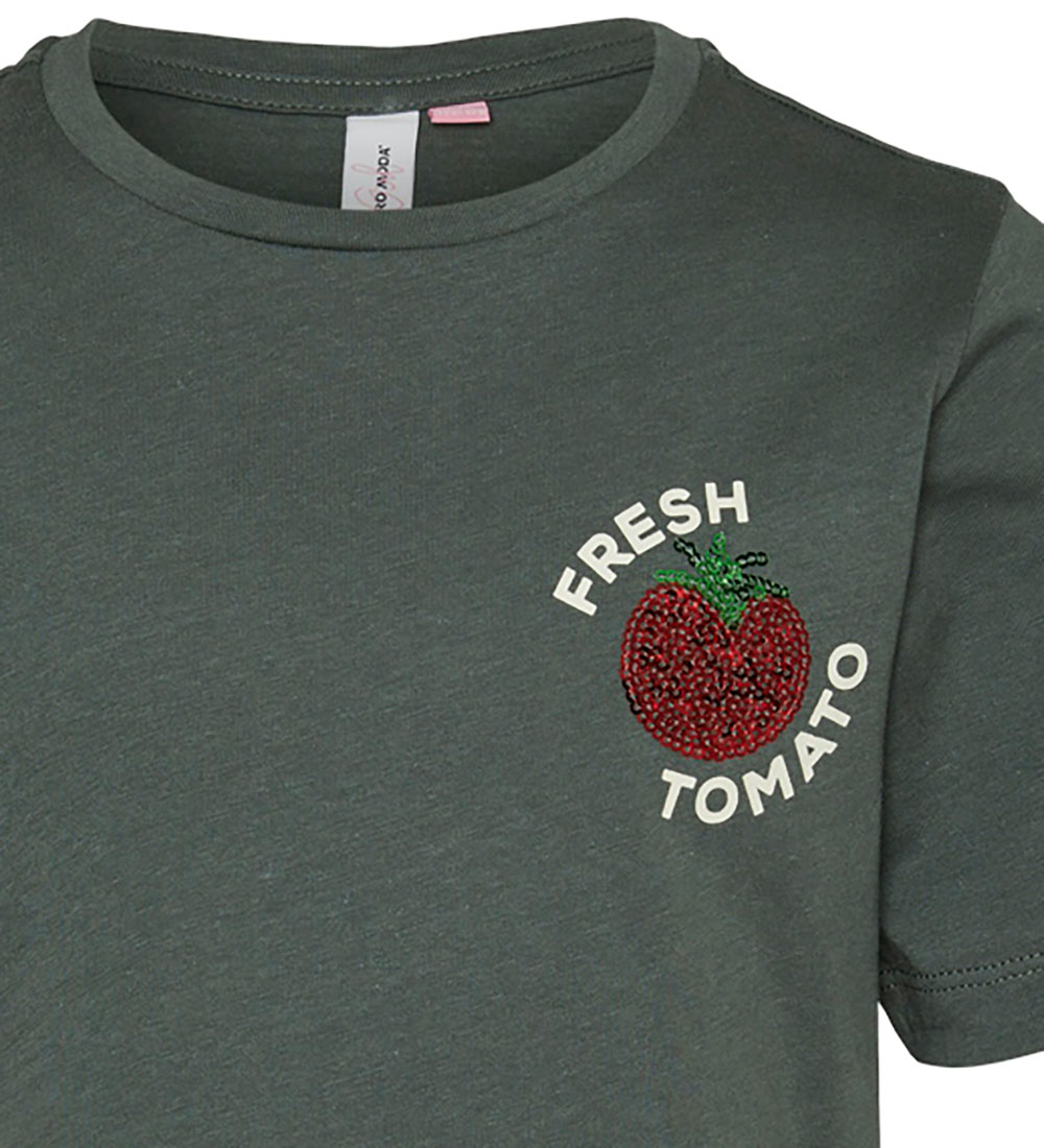 Vero Moda Girl T-shirt - VmEllie - Balsam Green/W. Fine Whirl