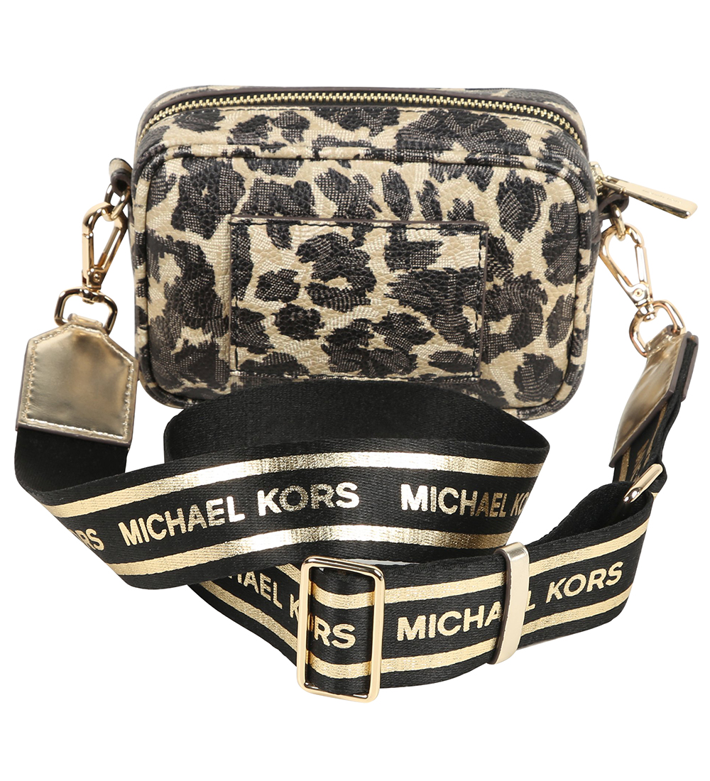 Michael Kors Skuldertaske - Stone m. Leopardprint