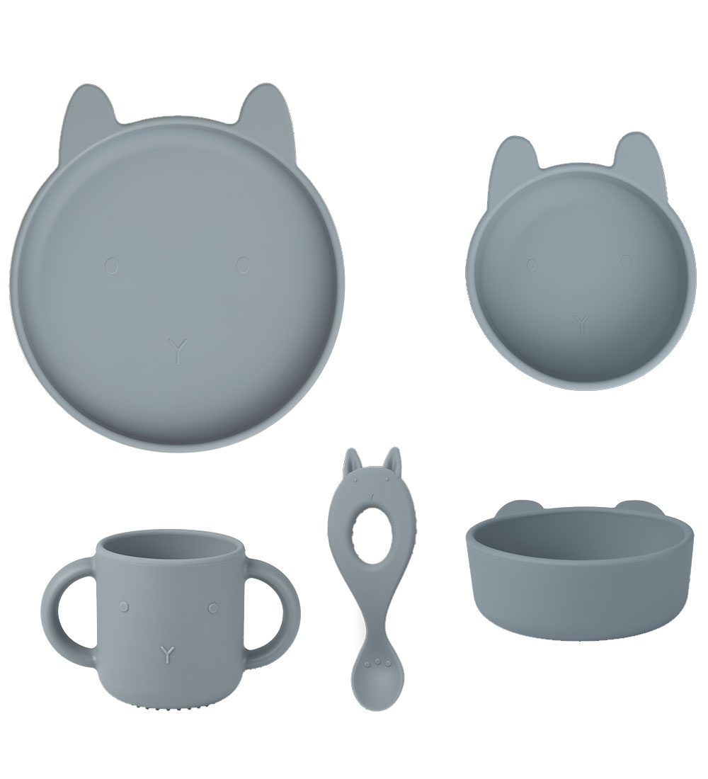 Liewood Spisesæt - Silikone - 4 Dele - Vivi - Rabbit Sea Blue