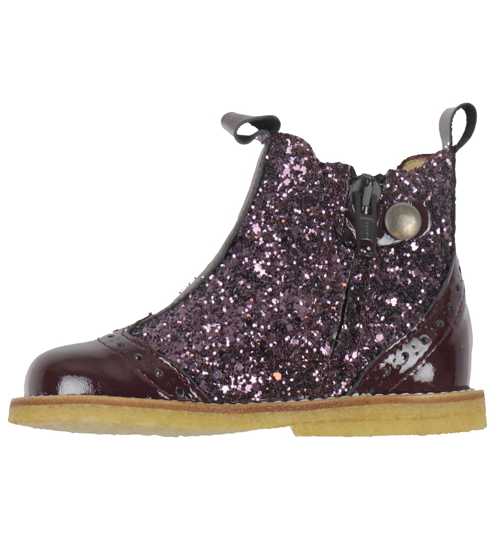 Angulus Støvler - Chelsea - Aubergine m. Glitter