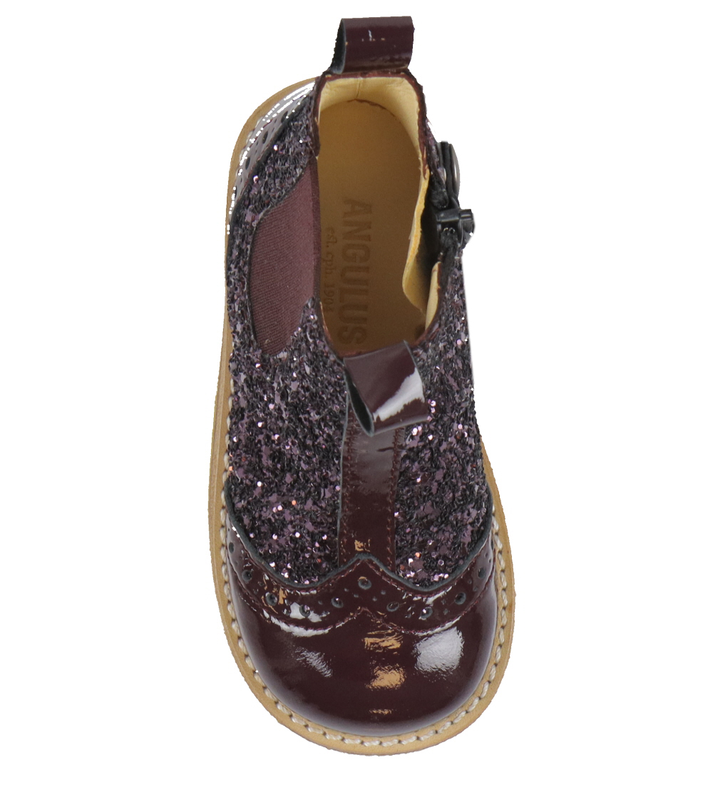 Angulus Støvler - Chelsea - Aubergine m. Glitter