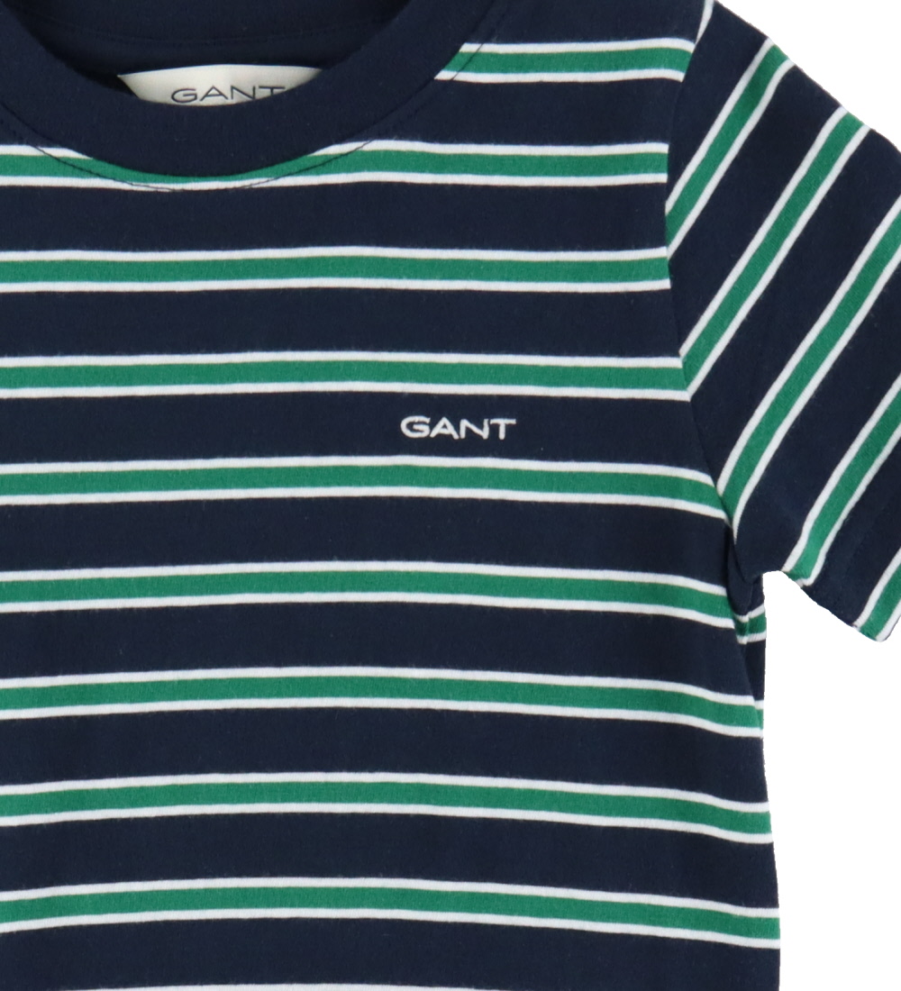 GANT T-shirt - Evening Blue/Grønstribet