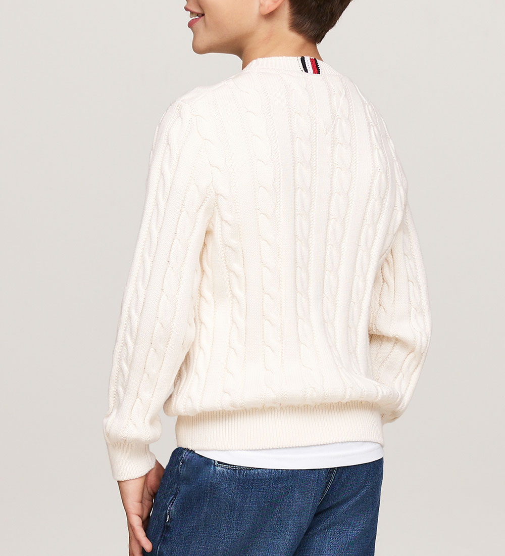 Tommy Hilfiger Bluse - Strik - Essential Reg Cable - Ivory Petal