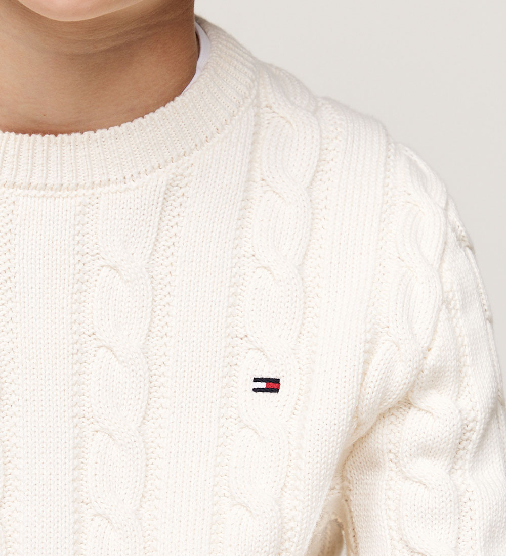 Tommy Hilfiger Bluse - Strik - Essential Reg Cable - Ivory Petal