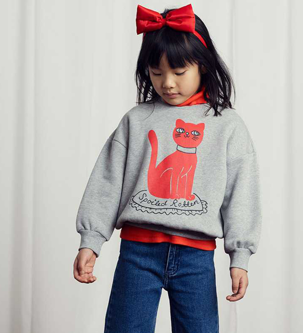 Mini Rodini Sweatshirt - Cat - Grey Melange