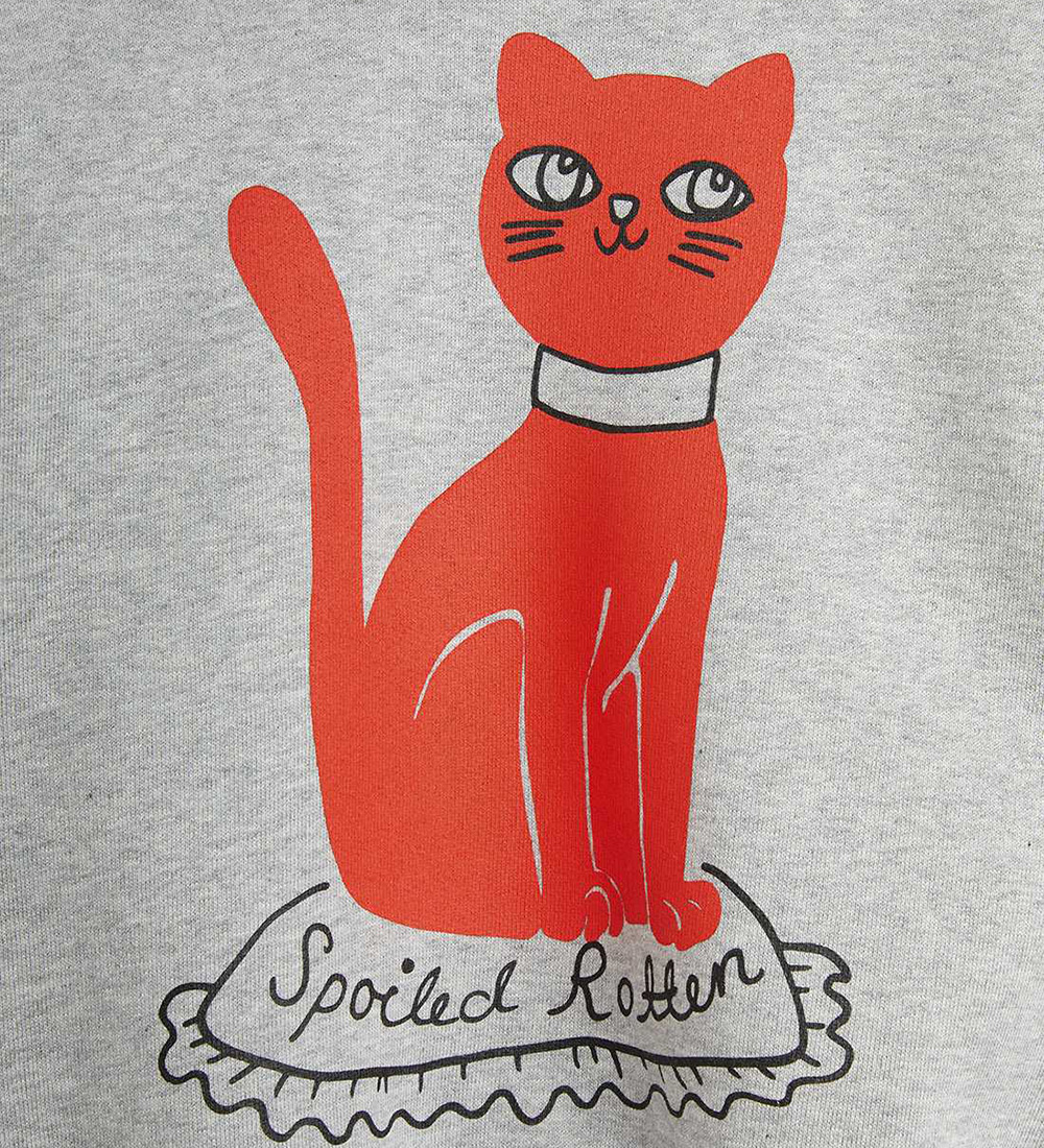 Mini Rodini Sweatshirt - Cat - Grey Melange