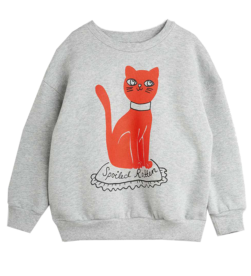 Mini Rodini Sweatshirt - Cat - Grey Melange
