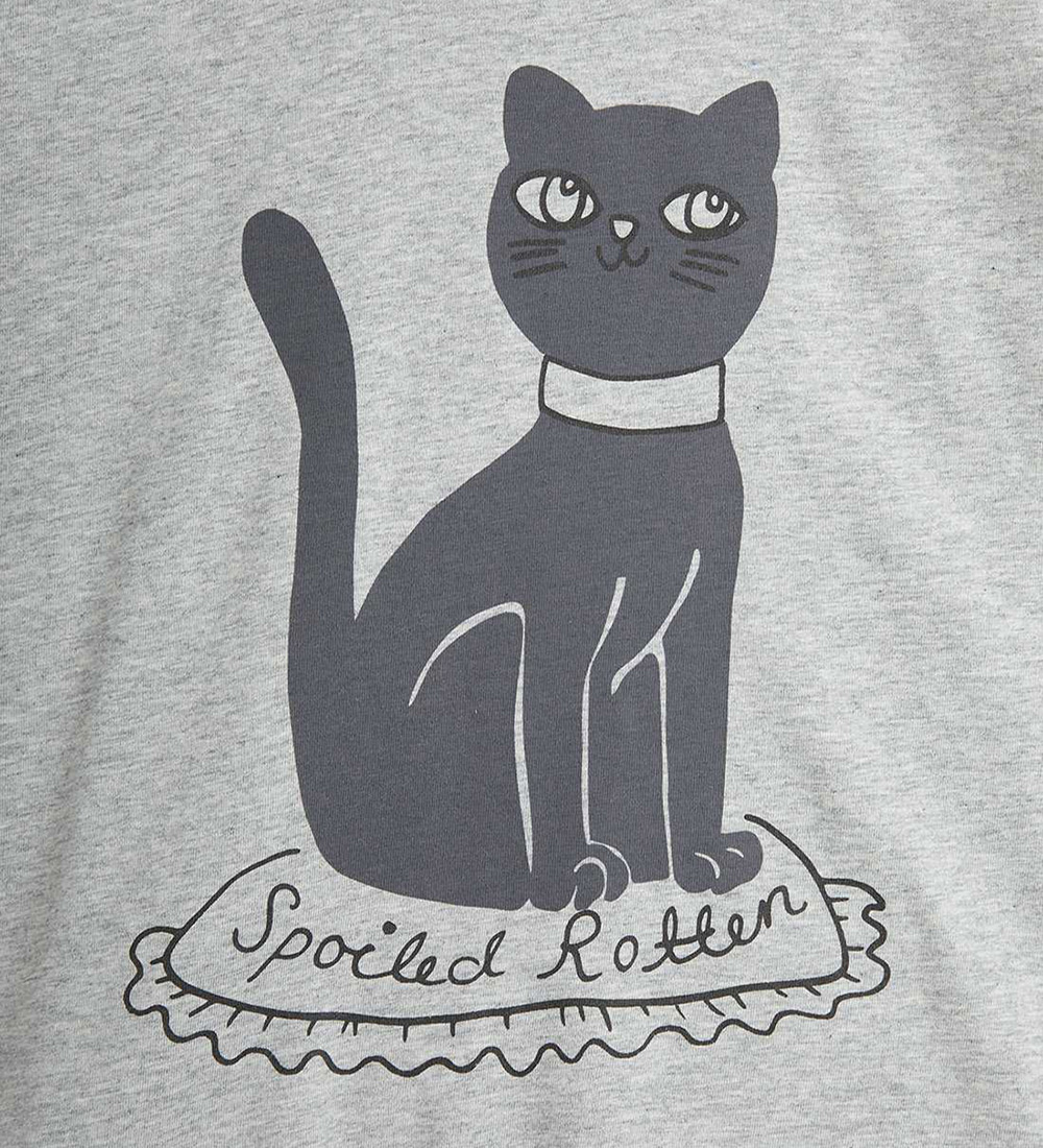 Mini Rodini T-shirt - Cat - Grey Melange