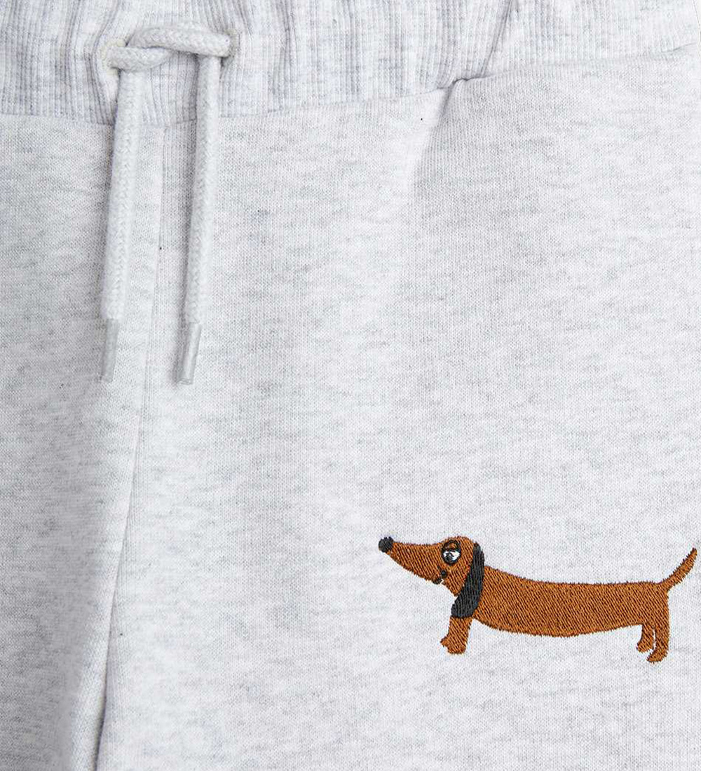 Mini Rodini Sweatpants - Dog - Grey Melange
