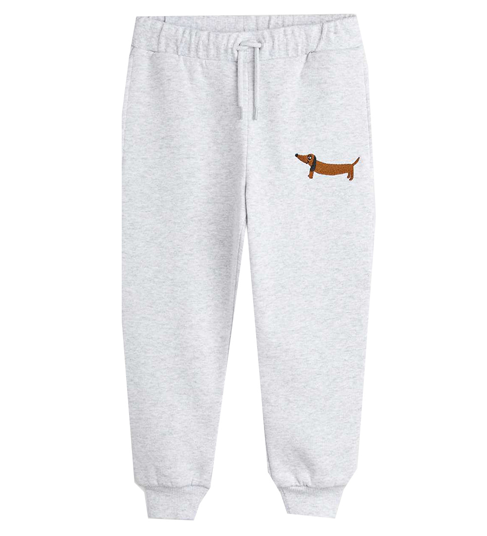 Mini Rodini Sweatpants - Dog - Grey Melange