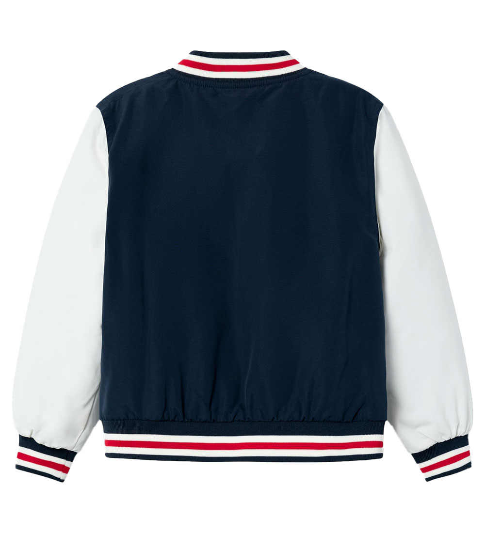 Name It Bomberjakke - NknMain - Dark Sapphire/Hvid m. Rød