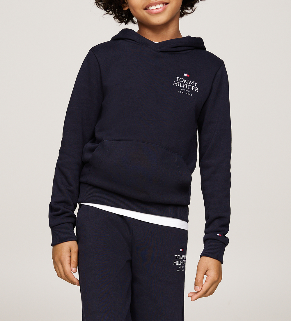Tommy Hilfiger Hættetrøje - TH Logo Puff - Desert Sky