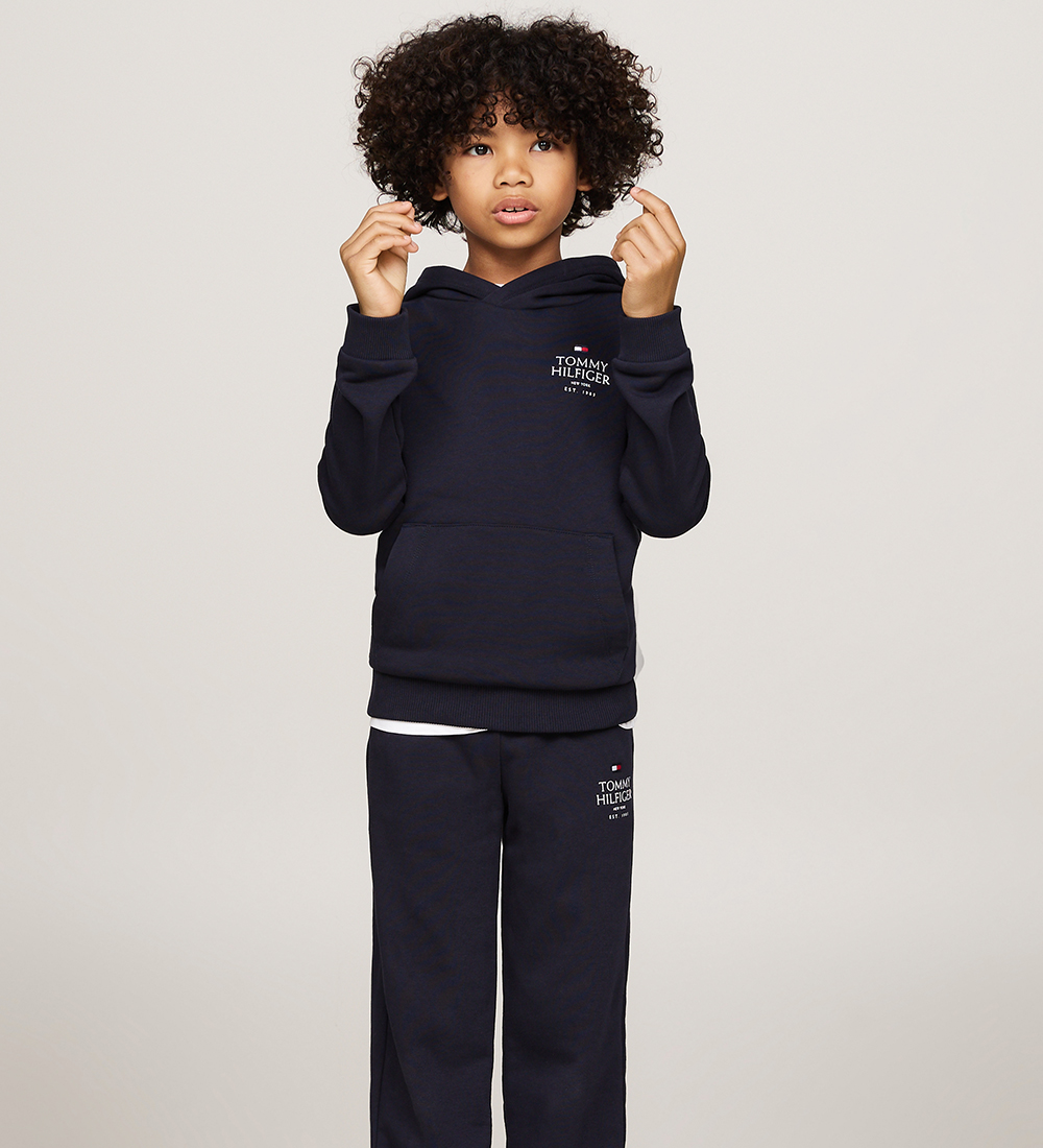 Tommy Hilfiger Hættetrøje - TH Logo Puff - Desert Sky