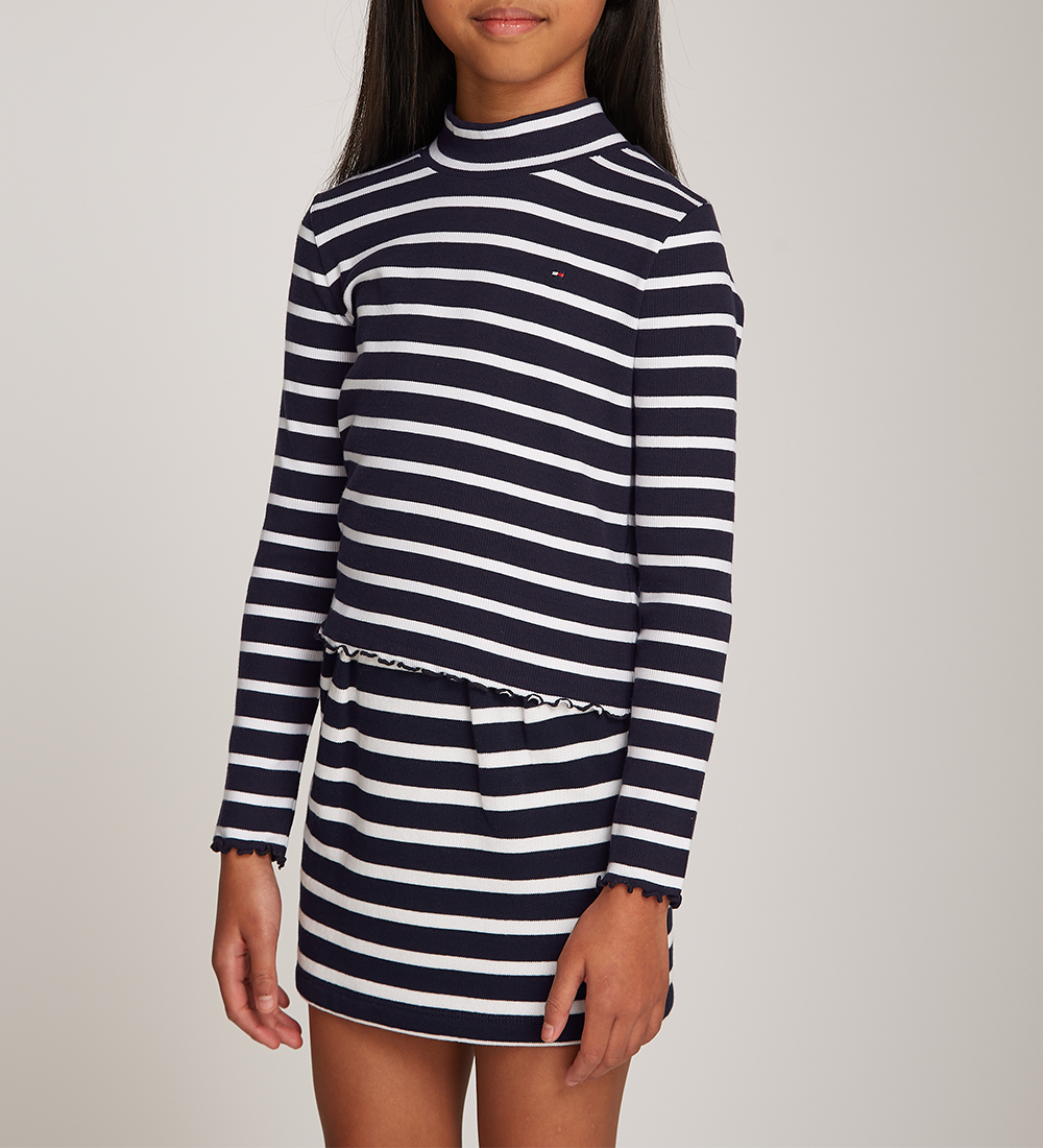 Tommy Hilfiger Bluse - Mock Neck - Rib - Desert Sky Stripe