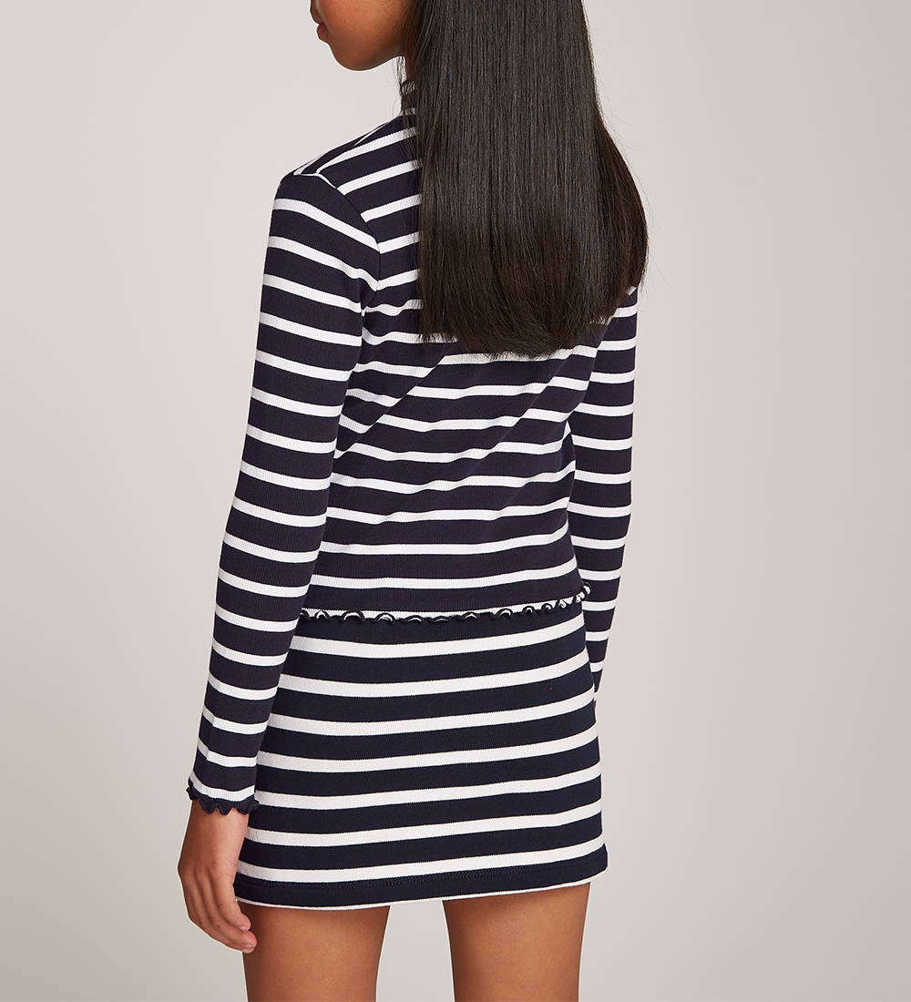 Tommy Hilfiger Bluse - Mock Neck - Rib - Desert Sky Stripe