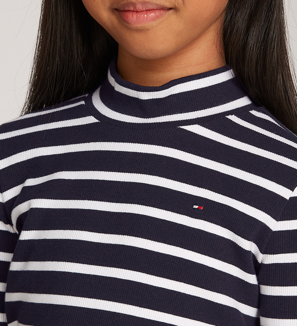 Tommy Hilfiger Bluse - Mock Neck - Rib - Desert Sky Stripe