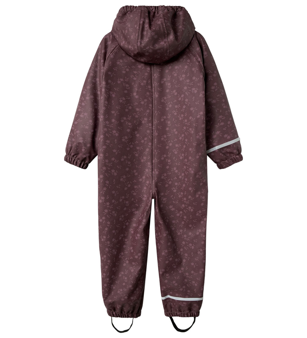Name It Regndragt m. Fleece - NmfDry10 - Huckleberry m. Blomster