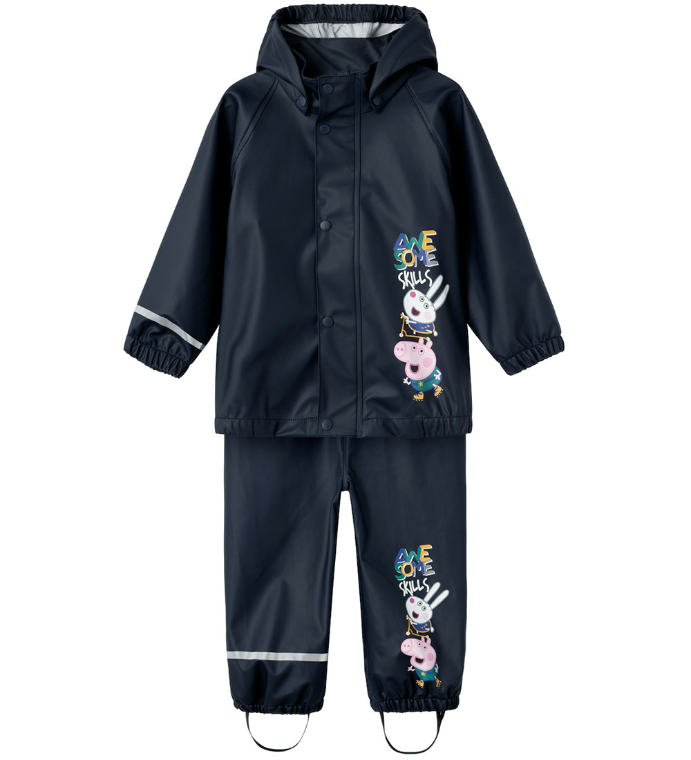Name It regntøj m. Seler - PU - NmmJetsu PeppaPig - Dark Sapphir