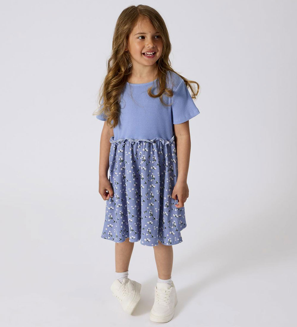 Name It Kjole - NmfJopea - Vista Blue m. Blomster