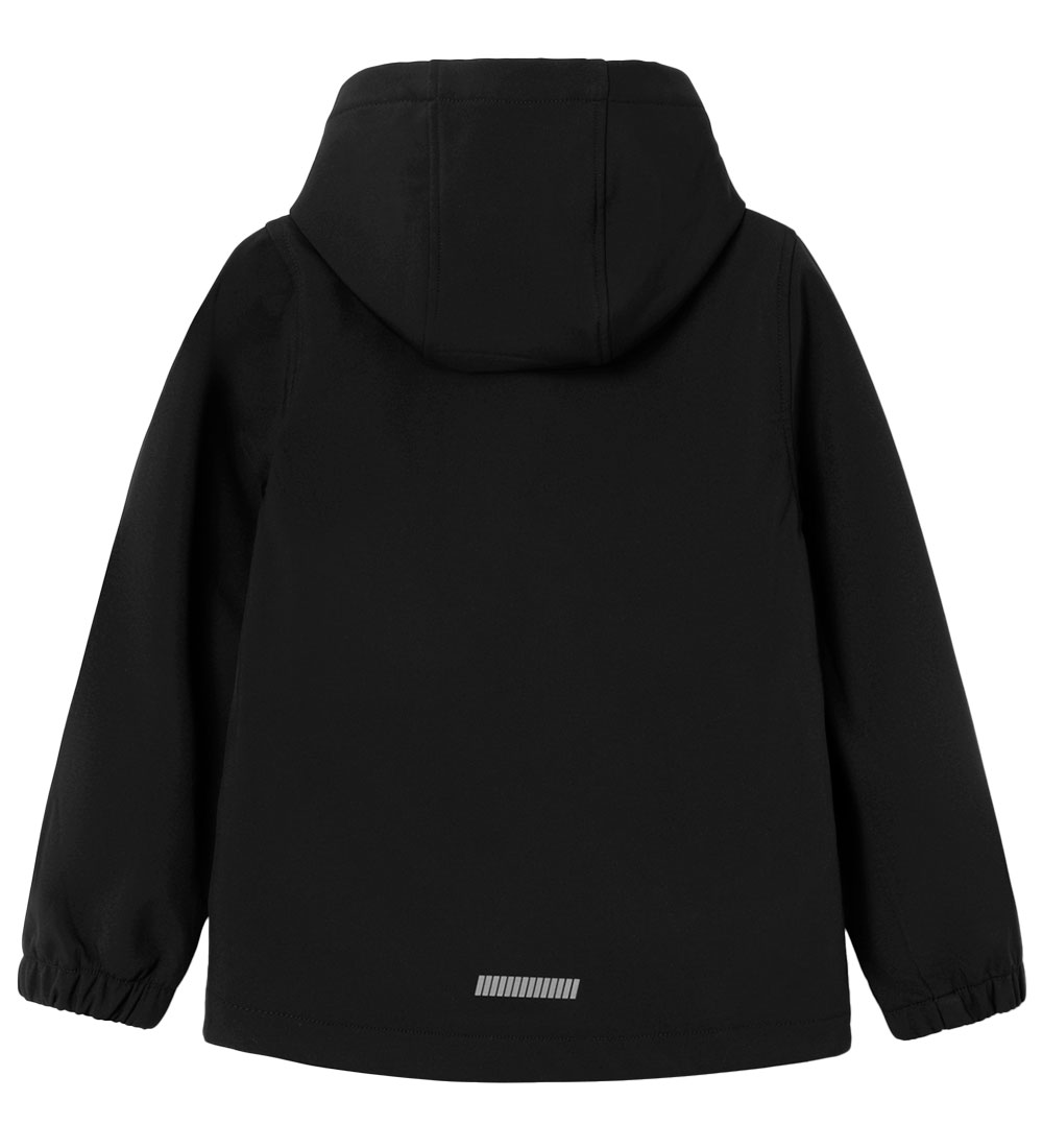 Name It SoftShelljakke m. Fleece - NkmAlfa08 - Sort m. Hvid