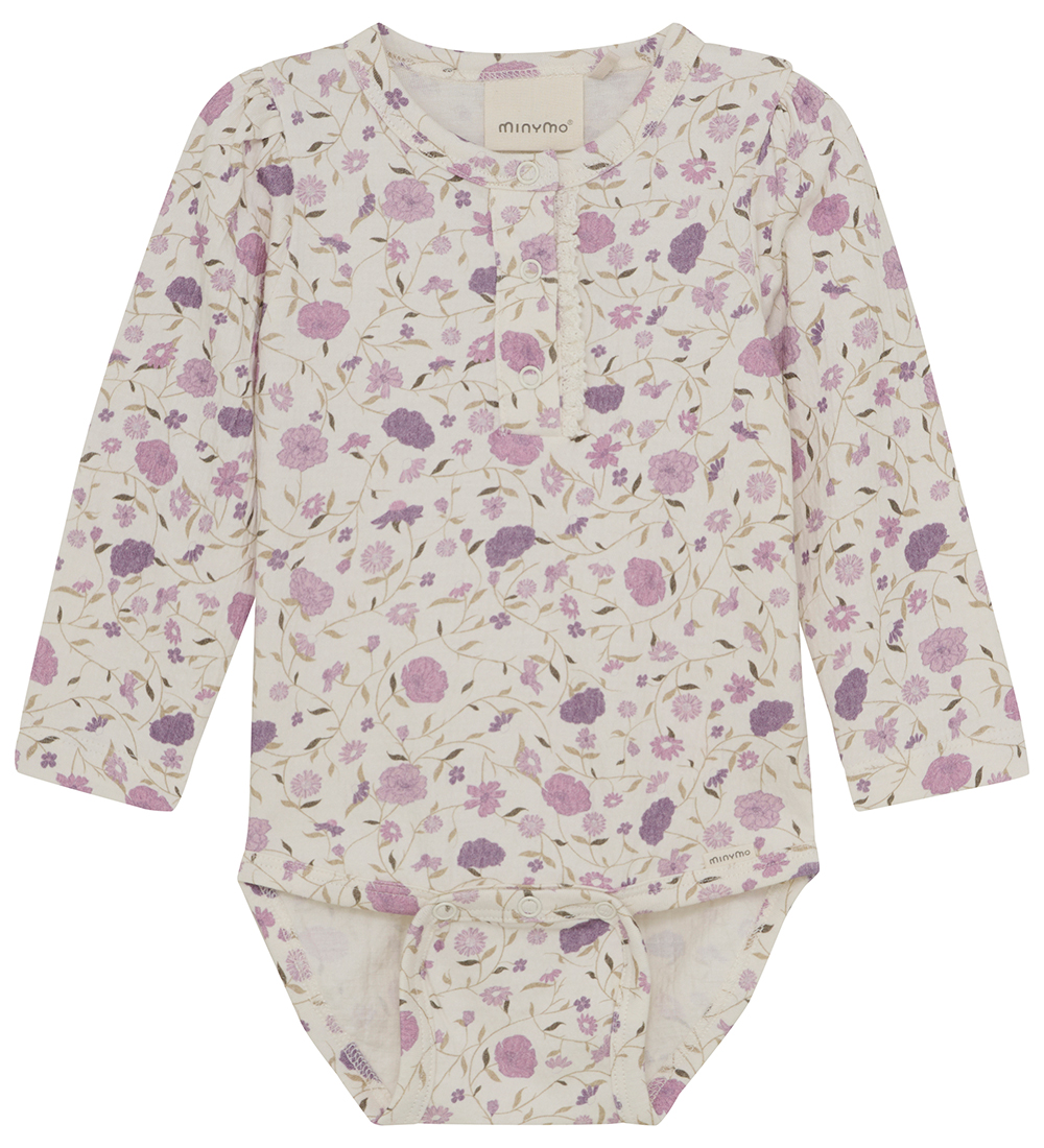 Minymo Body l/æ - Eggnog/Rosa m. Blomster