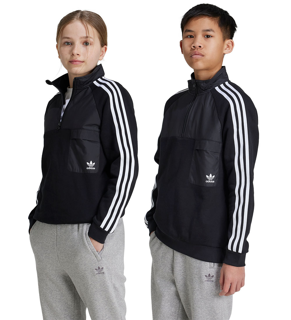 adidas Originals Sweatshirt m. Lynlås - Sort m. Hvid