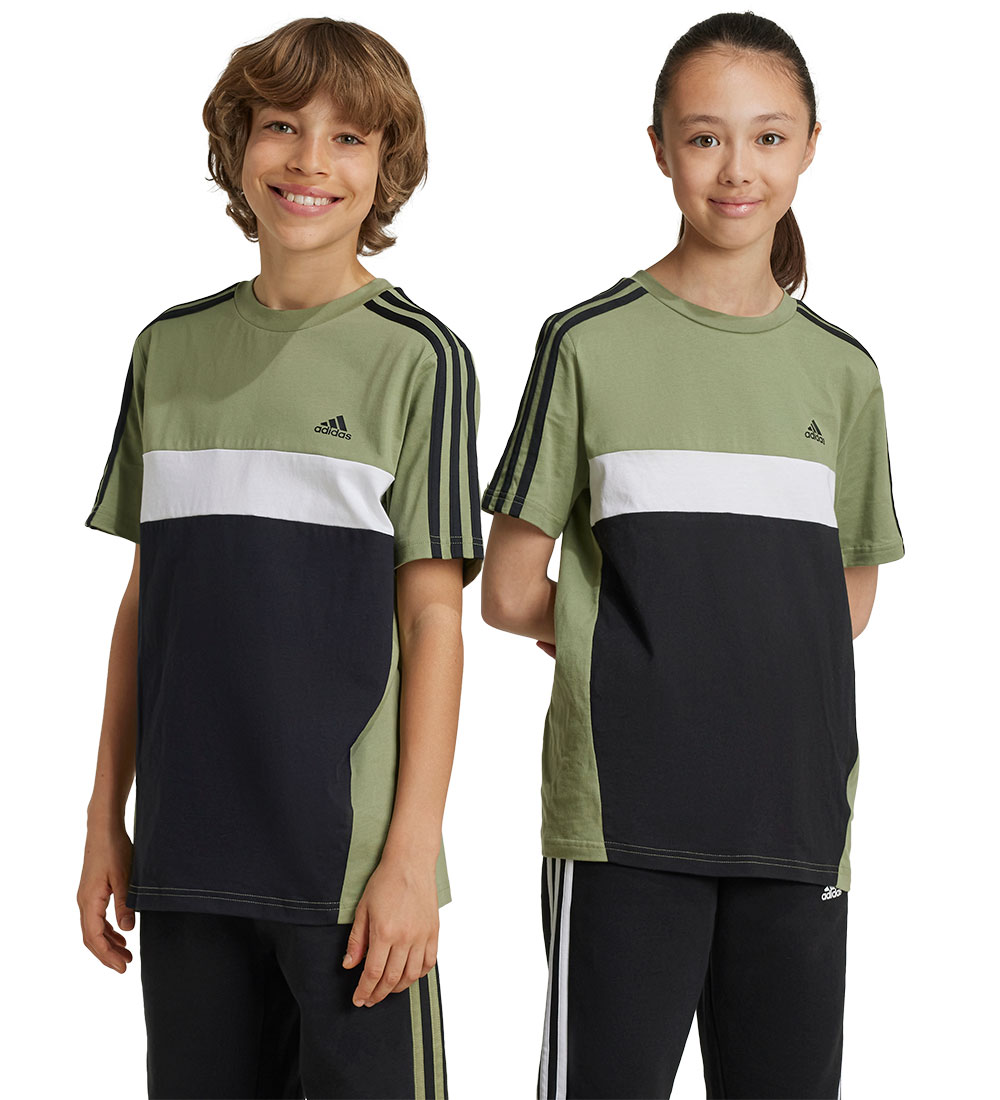 adidas Performance T-shirt - J 3S TIB T - Army/Sort/Hvid