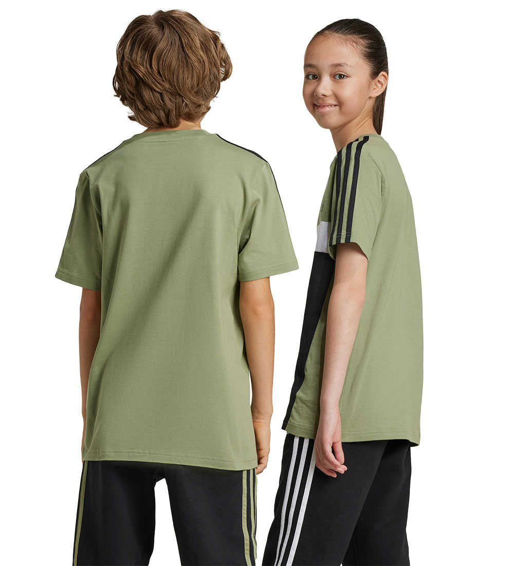 adidas Performance T-shirt - J 3S TIB T - Army/Sort/Hvid