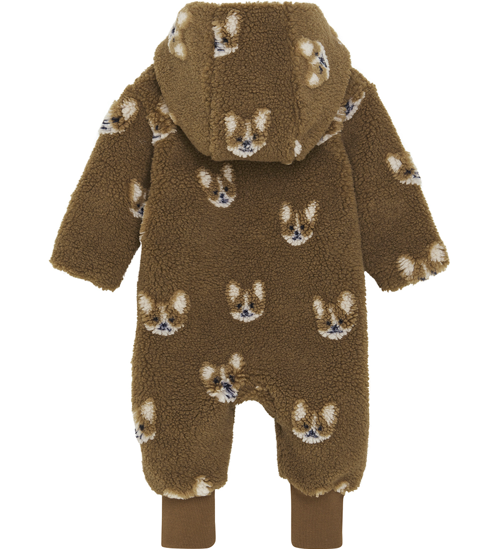 Minymo Fleecedragt - Teddy - Sepia m. Dyr