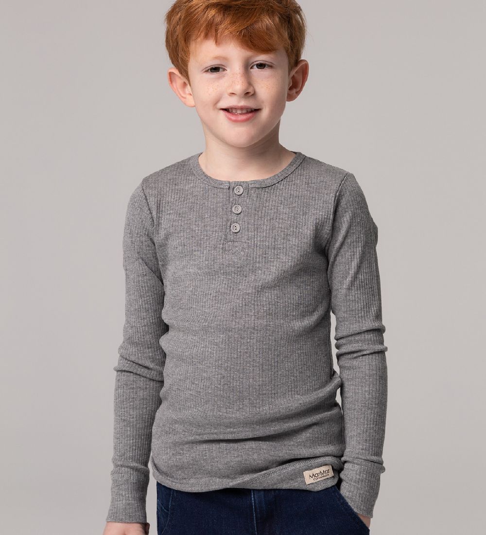 MarMar Bluse - Rib - Gråmeleret