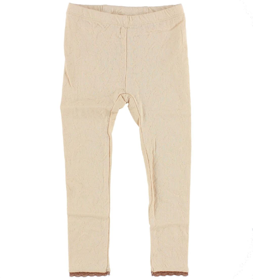 En Fant Leggings - Fersken m. Hulmønster