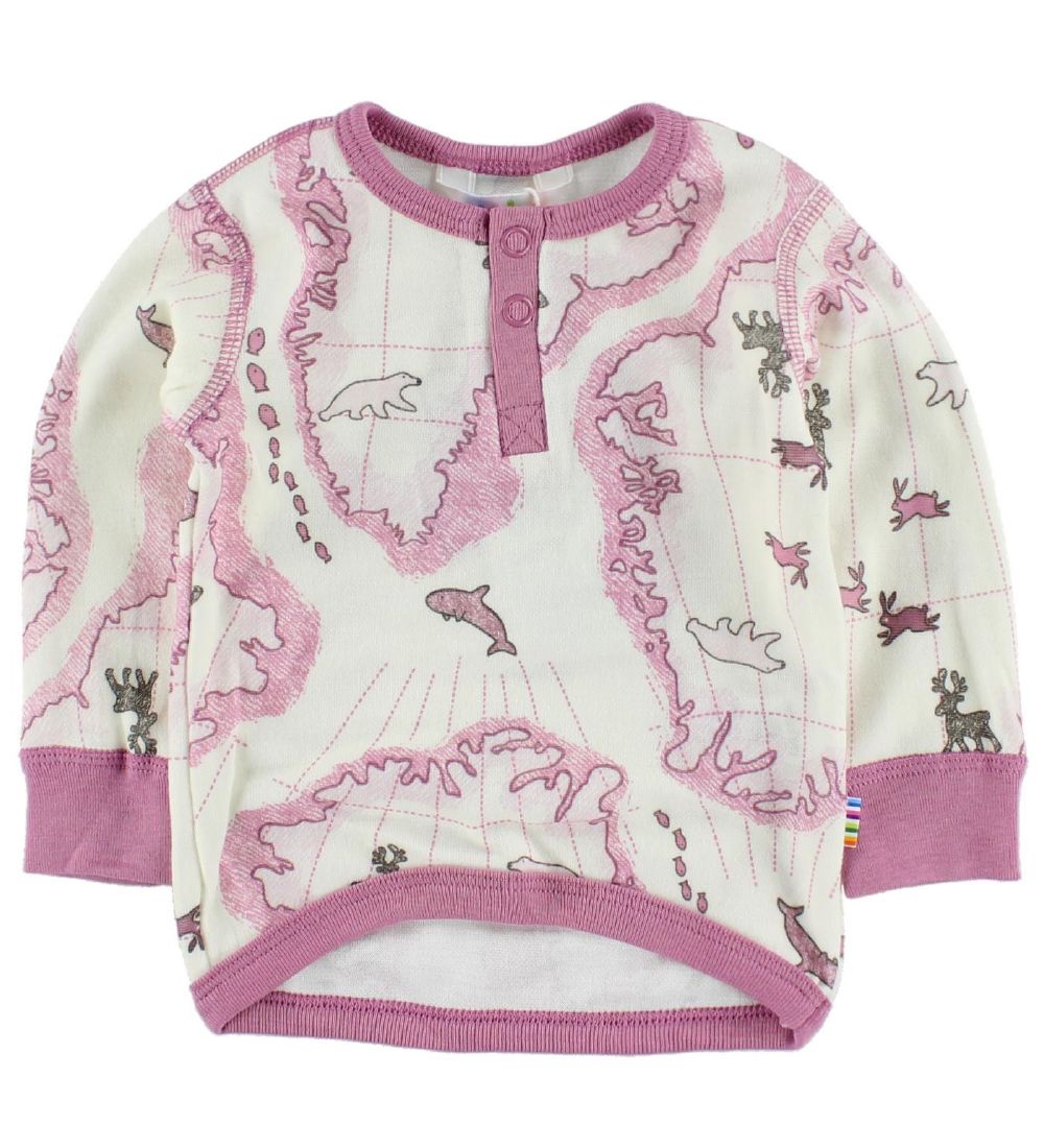 Joha Bluse - Arctic Zone - Uld/Bambus - Creme m. Rosa Print