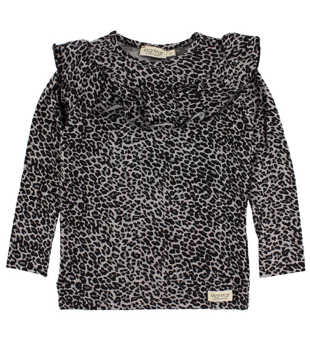 MarMar Bluse - Leo Tessie - Grå Leopard m. Flæser