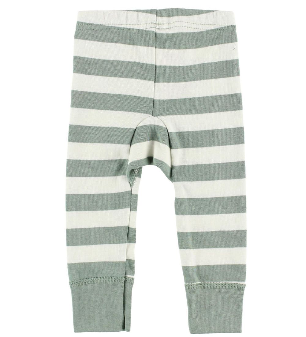 Katvig Leggings - Hvid/Støvet Grøn Stribet