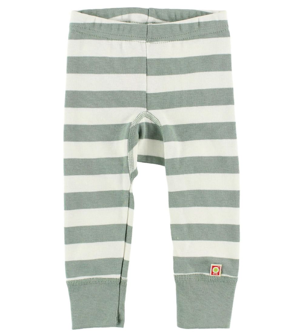 Katvig Leggings - Hvid/Støvet Grøn Stribet
