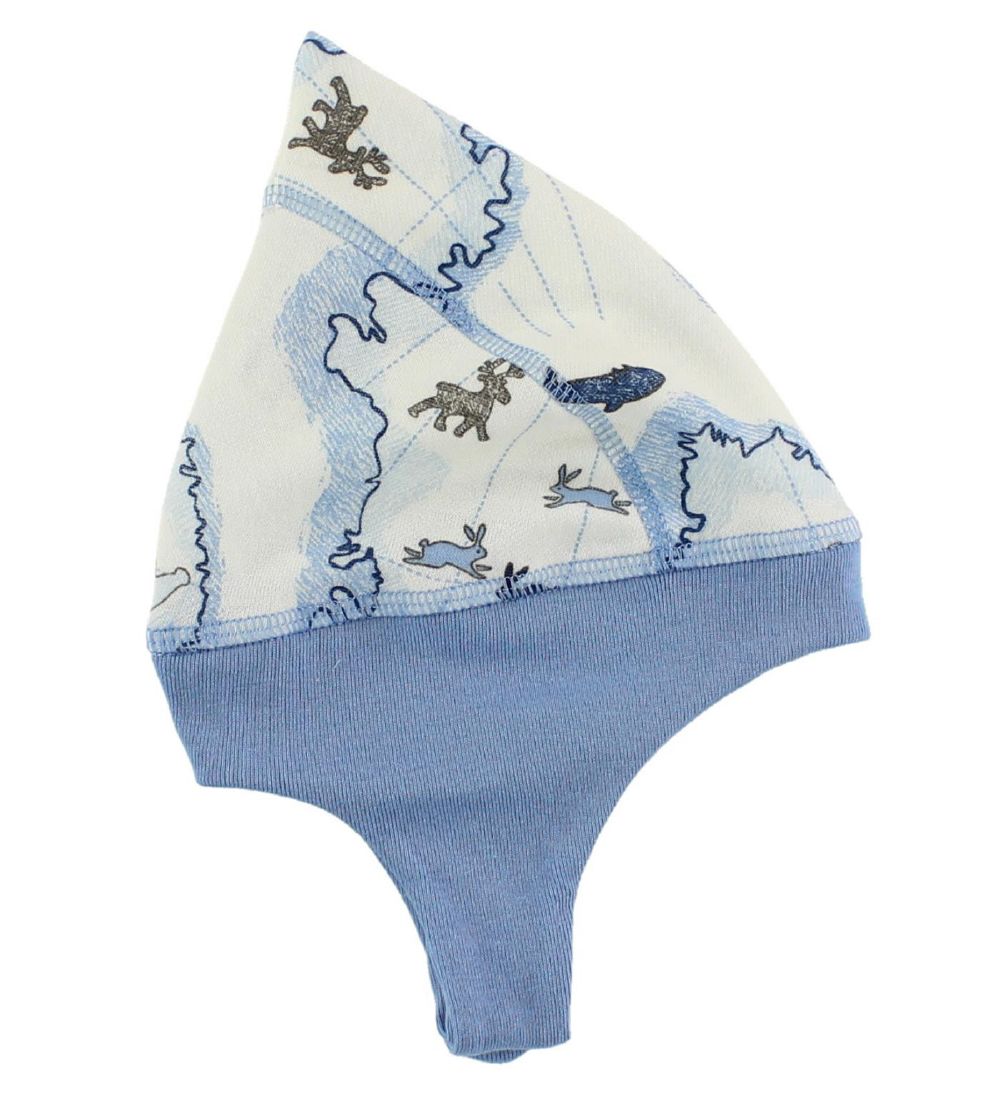 Joha Hue - Arctic Zone - Uld/Bambus - Creme m. Blåt Print